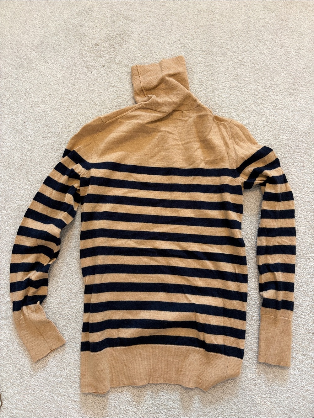 Banana Republic Camel and Black Striped Turtleneck Sweater